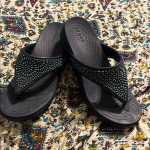 Crocs Black Beaded Sandals